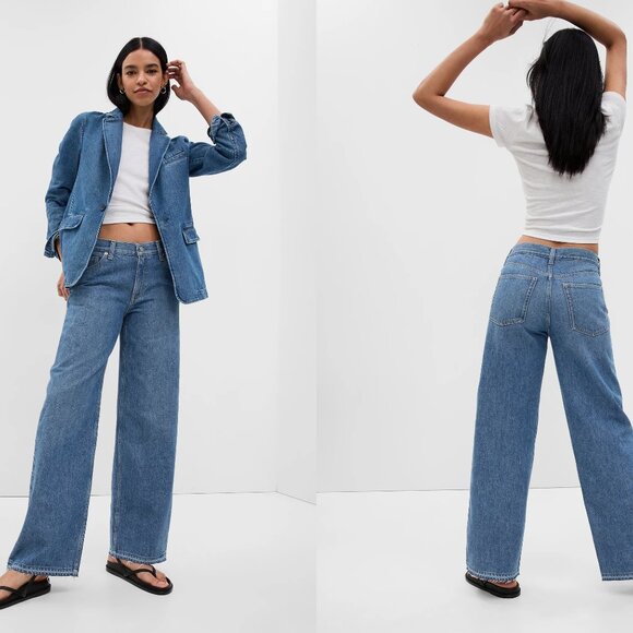 GAP Denim - GAP low rise stride wide-leg jeans in medium indigo (14R/32)